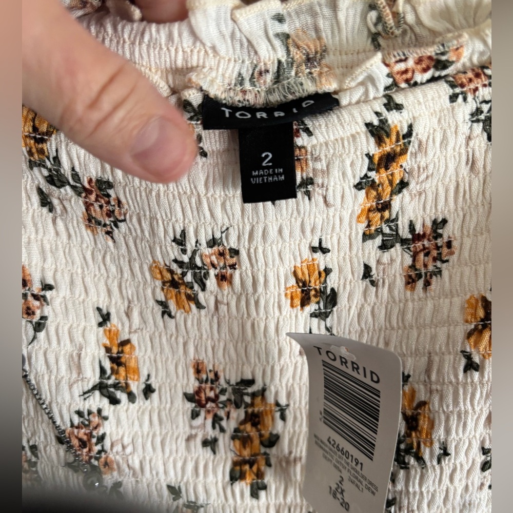 TORRID Floral Midi Gauze Dress with 3/4 Sleeves Lined SIZE 2 NWT Retails $89.90 - Picture 11 of 15
